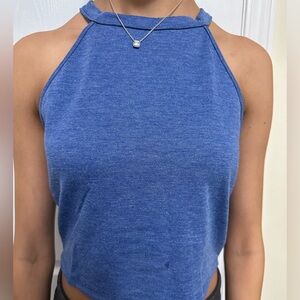 Zara Trafaluc Crop Halter Neck Top - Blue (S)